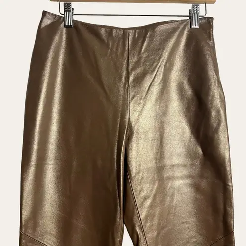 Ralph Lauren Ralph  Vintage Metallic Bronze Leather High Rise Flare Pants 6