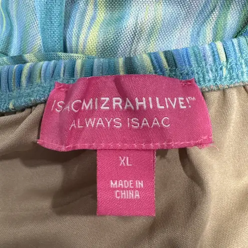 Isaac Mizrahi Live Always Isaac Printed Mesh Ruffle Dress Womens XL Art to Wear