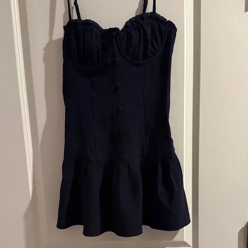 Edikted NWT Cupped Drop Waist Mini Dress. Navy. M