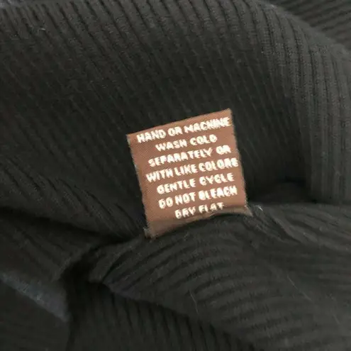 Adrienne Vittadini Womens Top Ribbed Knit V Neck Twist Short Sleeve Black Size M