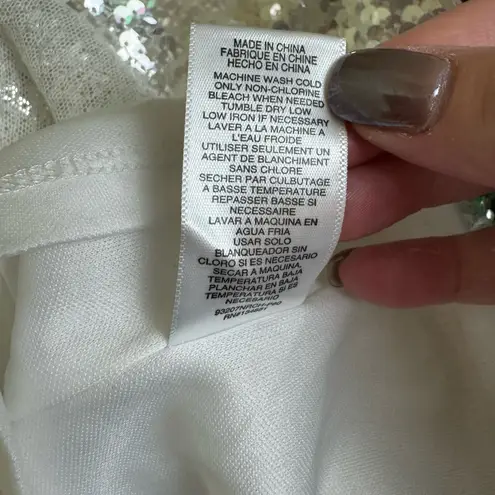 WAYF Sloane Paris Strapless Sequin Mini Dress in Silver White Medium