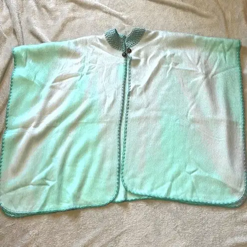 Soft Llama Wool Poncho Cape Coat Jacket Boho Festival Handwoven Aqua/Teal OSFM Blue Size undefined