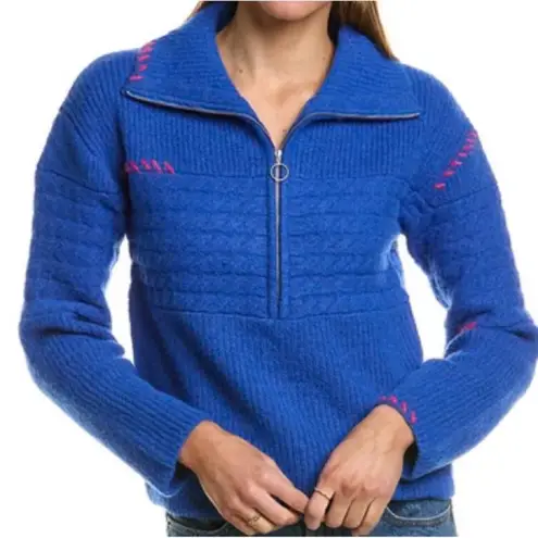 Central Park West Neon Green Half-Zip Sweater Size Small