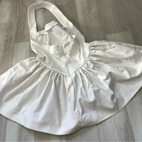 Helsa Halter Dress faille drop waist mini womens White large party bachelorette