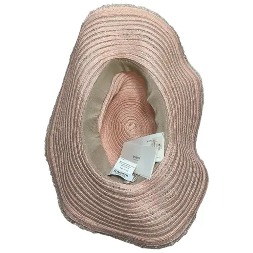 Inverni Firenze BNWT Size 56 M Light Pink Hemp Cotton Flouncy Wide Brim Sun Hat