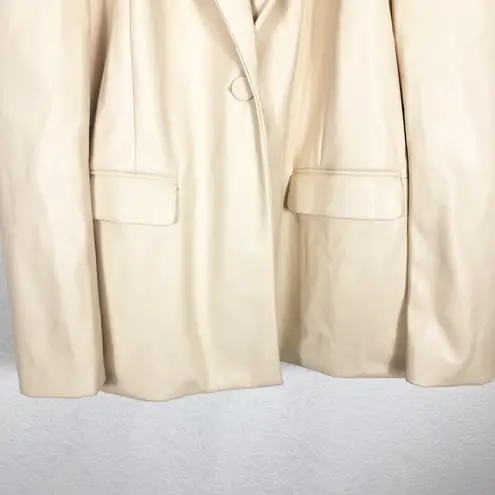 We Wore What Faux Leather Blazer Medium Cream Oversized Quiet Luxury Minimalist