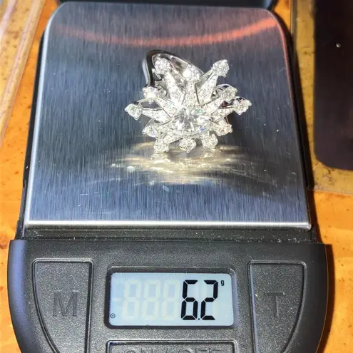 Genuine Moissanite Sterling Silver Cocktail Ring Size 6