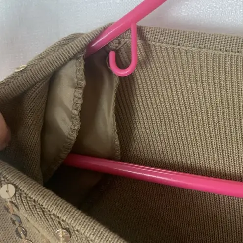 Gantos women's medium tan sequin button up sweater knit cardigan 90