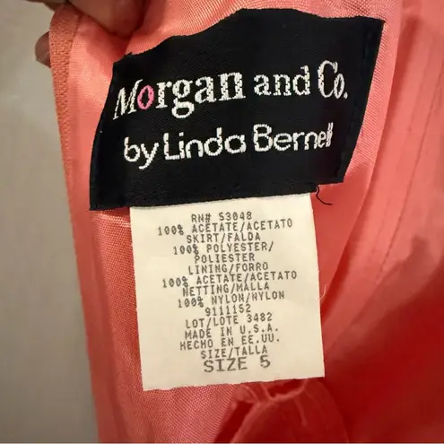 Morgan & Co Vintage Y2K Coral Prom Dress 5 Taffeta Strapless Iridescent Peach