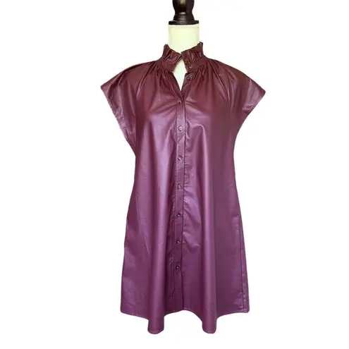 Crosby Wilhelmina Dress XS Burgundy Faux Leather Cap Sleeve Party Dress Red