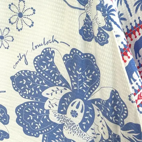 Like New Anthropologie Emily Lovelock Emma Top Medium Floral Elephant Palm Tree