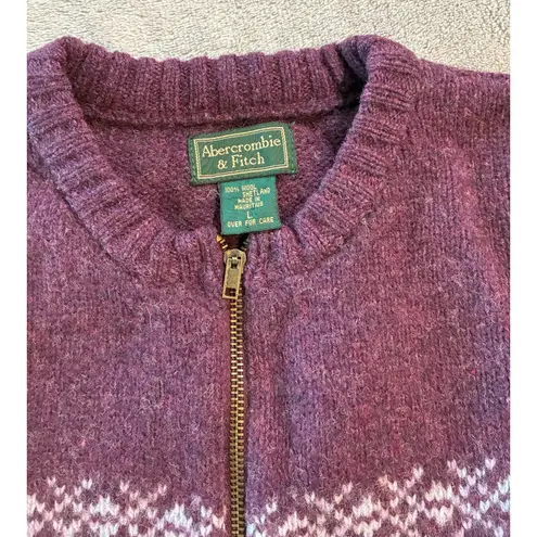 Abercrombie & Fitch  90's Shetland Wool Full Zip Cardigan Nordic thumbnail 3