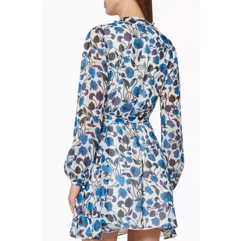 Saloni Tilly Floral Silk Mini Dress in Forget Me Knot Size 2 Blue