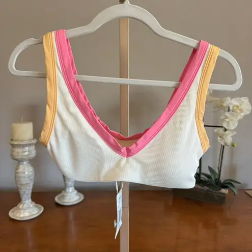 L*Space Lala Bikini Top Ribbed Cream Guava Golden Hour M NWT White Size M