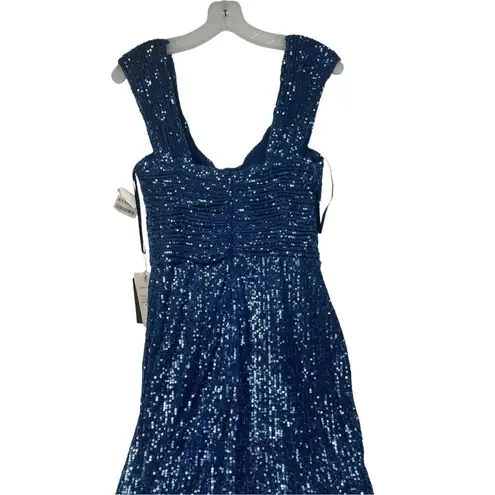 Basix Black Label Blue Sequin Keyhole Column Gown 4