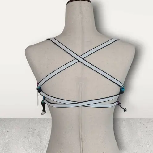 NWT Blush Profile Gottex Swimwear Multicolor Floral Ruffle Bikini Top Size Small Blue