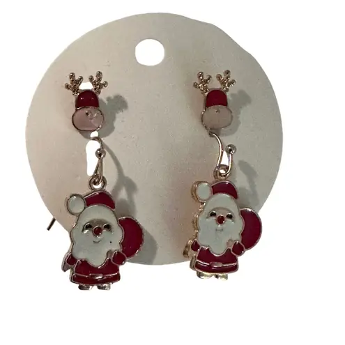 Christmas Earrings Santa Claus Reindeer Tree Snowflake Dangle Jewelry Set Gold