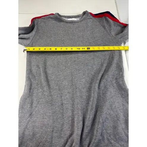 Velvet Gray Long Sleeve Dress with Red and Blue Trim Casual s