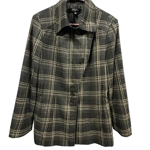 Nine West  Suit Black and Tan Plaid Peacoat Jacket Coat with Belt Loops Womens 14