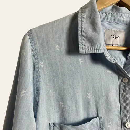 Rails Light Blue Chambray Arrow Long Sleeve Lyocell Button-Up Shirt Size Medium