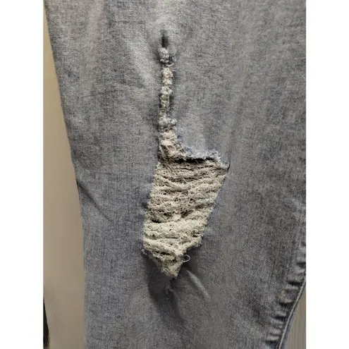 City Chic Size 20 Button Fly Light Wash Distressed Harley High Rise Crop Jeans