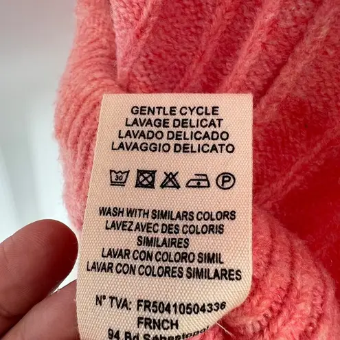 FRNCH Ribbed Knit Short Sleeve Sweater Peachy Pink Size Medium