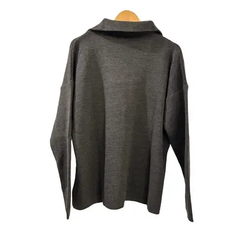 Trendyol ASOS Regular Charcoal Gray 1/4 Zip Polo neck Knit Sweatshirt Large