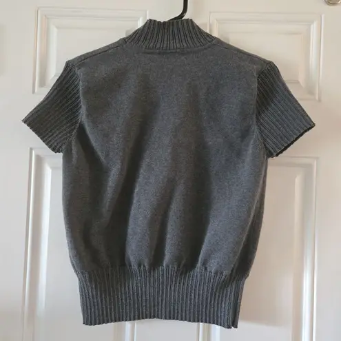 Vintage NorthCrest Mock Neck Short Sleeve Sweater Gray Woman Size L 14/16 Y2K Size L