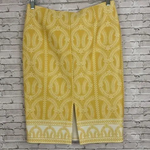 New York Clothing Company Mustard Yellow Printed Pencil Skirt~Size M Gold Size M