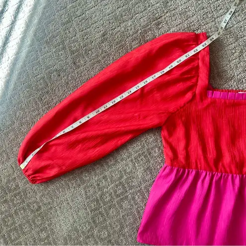 CROSBY by Mollie Burch NWOT Crop Top in Pink/Scarlett Balloon Sleeves, Size S
