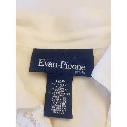 Evan Picone Blouse Sz 12 Petite Floral Collar Lace Romantic Victorian Coquette