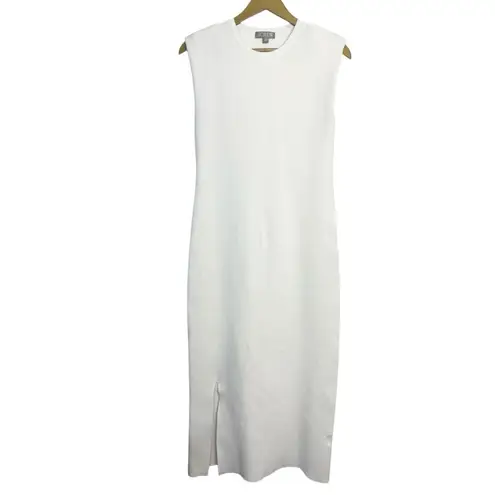 J. Crew Sweater Knit Midi Dress Size M Ribbed Front Slit Old Money Quiet Luxury White Size M