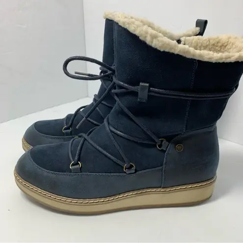 White Mountain  navy blue suede leather Sherpa lined winter snow boots Size 8.5