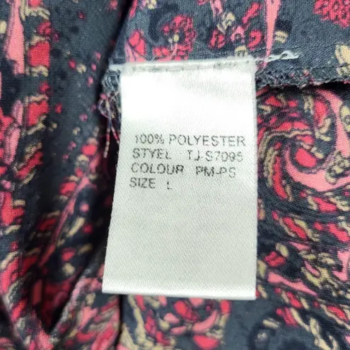 Elan Satin Paisley Strapless Cropped Wide Leg Jumpsuit in Navy/Pink