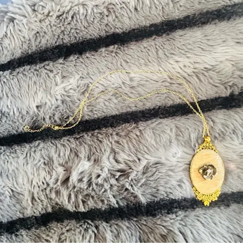 Handmade Handcrafted cowhide rose cameo pendant on chain necklace