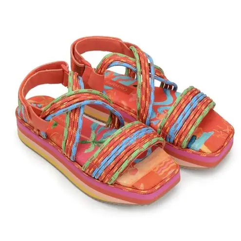 Farm Rio NEW Tropical Platform Sandal in Ipanema Size 9 Tropical Beachy Vacay