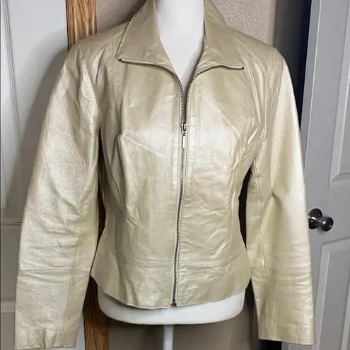 JohnPaulRichard Metallic Cream Leather Jacket M Size undefined