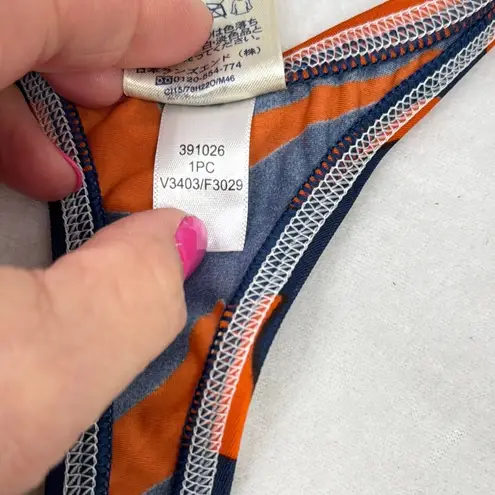 Lands End Orange Blue Racerback Swim Suit Top Bikini Top Large 14