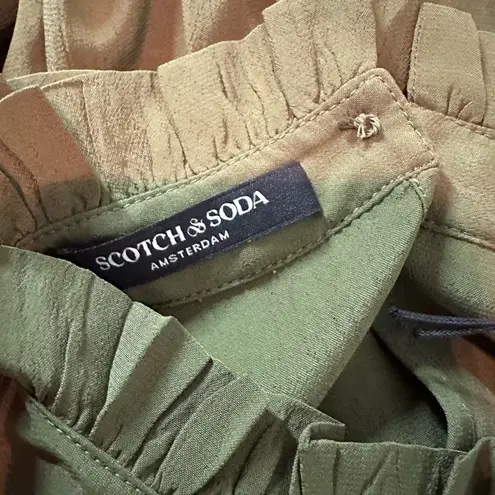 Scotch & Soda Ruffle Tiered Short Sleeve Mini Dress Size Medium US 8 Army Green