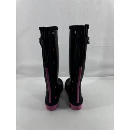 Joules Womens WellyPrint Navy Blue with Polka Dots Rubber Wellington Boots 6