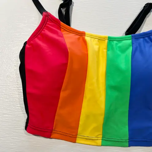 Salt + Cove New Rainbow Stripe Bikini Top Jenna Colorblock Cropped Top Size XS - Image 4