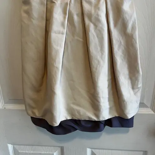 BCBG Maxazria Runway Strapless Dress Mini Party Cocktail Pleated Bustier Neutral Tan Size 0