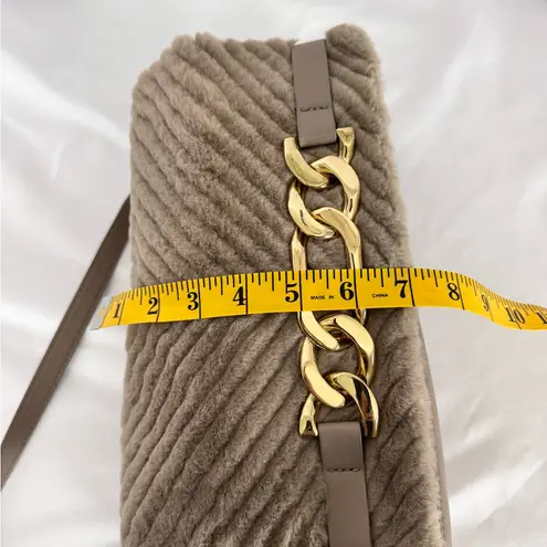 INC International Concepts Tan Gold Clutch with Chain Detail