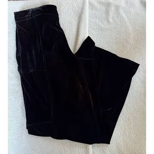 Soft Surroundings Veletta Velvet Pants Women's M Black Wide Leg Stretch