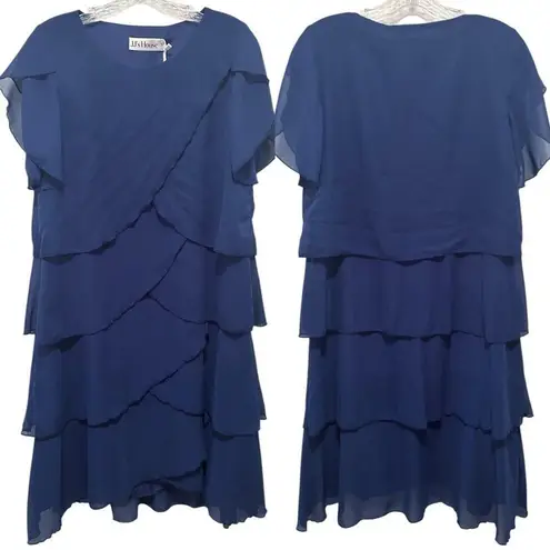 JJ's House JJ’s House Ruffle Scoop A-line Chiffon Asymmetrical Midi Dress Small NWT