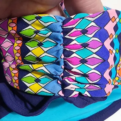 Anne cole Desert Diamonds Banded Bikini Top Foldover Waist Swim Bottom Set Large