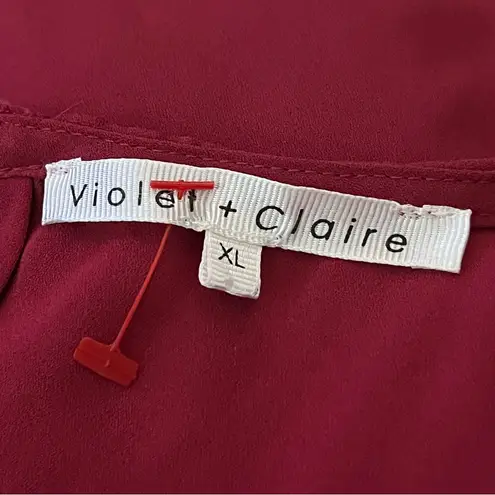 Violet+Claire Sleeveless Blouse Beaded Neckline Semi Sheer Berry XL