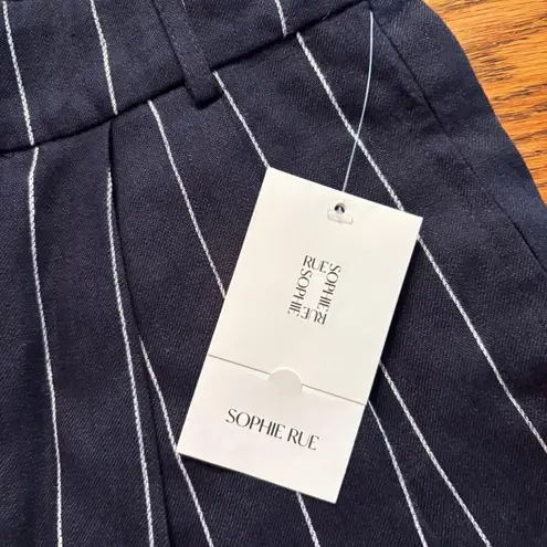 Sophie Rue Frances Easy Suit Shorts Navy/White Stripe Size S 100% Linen NWT