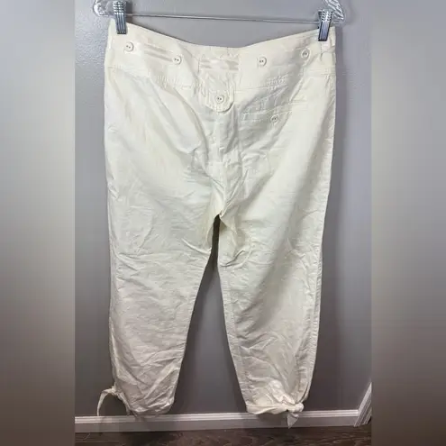L.A.M.B. . Gwen Stefani White Linen Tie Ankle Pants Size 8