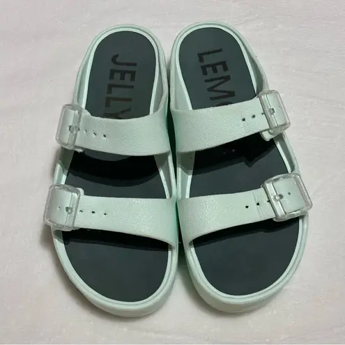 Lemon Jelly Women’s Fenix Aqua Green Platform Vegan Sandals Buckles size 7